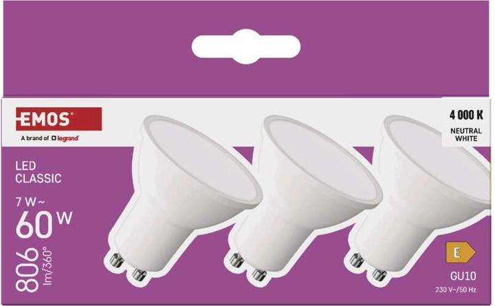 Actual product image Emos Classic (GU10, 7 W, 806 lm, 3 x, E)