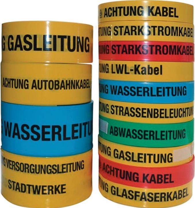 Produktbild Multicoll Trassenwarnband Aufdruck Achtung LWL-Kabel Breite 40 mm Länge 250 m gelb (40 mm)