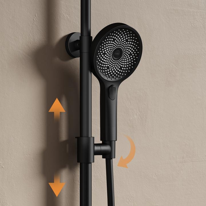 Image du produit Emke Système de douche avec thermostat Noir mat Kit de douche complet Douche à effet pluie avec