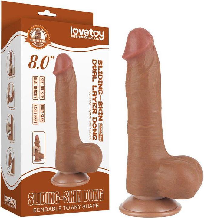 Image du produit Lovetoy Godemiché Skin coulissant 20 cm (Ø 3,9 cm) - Marron