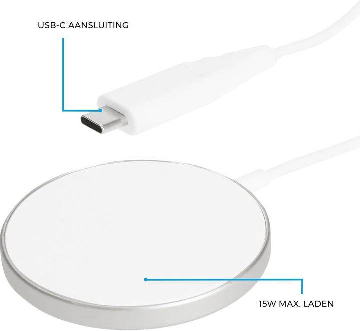 Actual product image Mobiparts Wireless MagSafe Compatible Charger 15W Flat White (15 W)