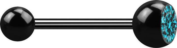 Produktbild Star Piercing Micro Barbell schwarz mit Kugel und Kugel Kristall aqua (Chirurgenstahl 316L, ohne Messing)