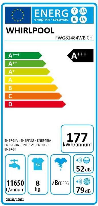Energie-Label Whirlpool FT M11 82K CH (8 kg, Rechts)