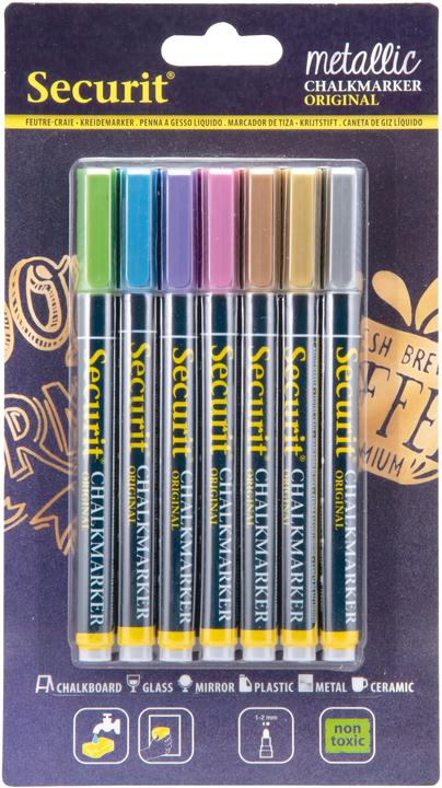 Securit Kreidemarker fein Metallic 1mm 7er (Grün, Pink, Kupfer, Gold, Silber, Violett, Blau, 1 mm, 7 x)