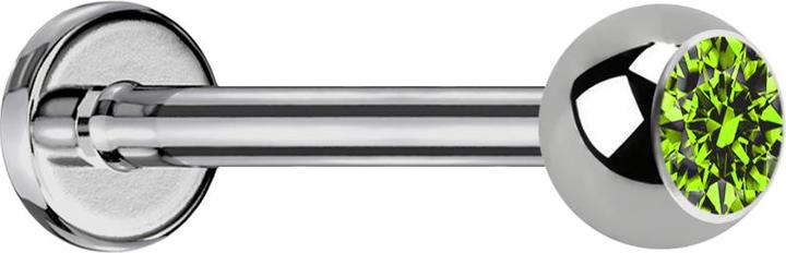 Actual product image Star Piercing Micro Labret silver with ball and crystal light green (without brass, Titanium G23)