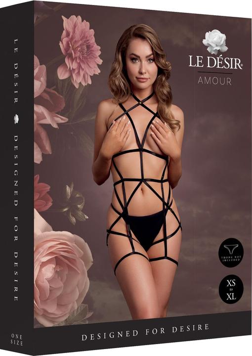 Produktbild Le Désir Strappy Open Cup Body Harness with Garters - One Size - Black (One Size)