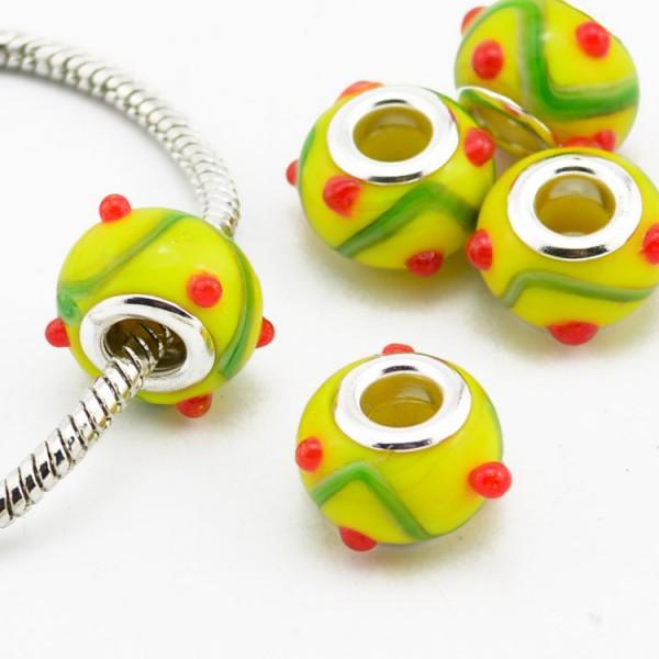 Image du produit Hermex Verre Bead argenté 925 - Jaune argenté (Alliage métallique et verre)