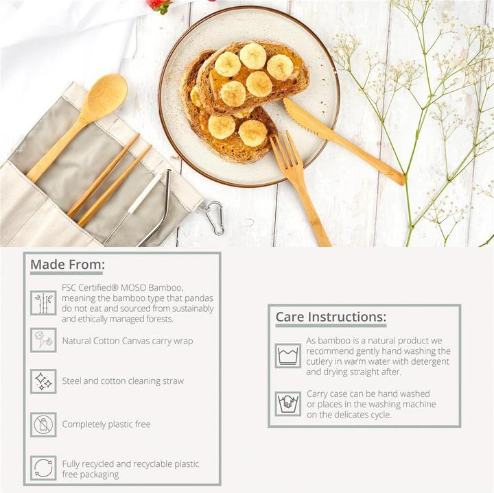 Actual product image Wild & Stone Bamboo Picnic Cutlery Set, 8 pieces