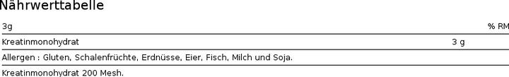 Nährwerte und Zutaten Io.Genix Pure Creatine (1 Stück, Pulver, 500 g)