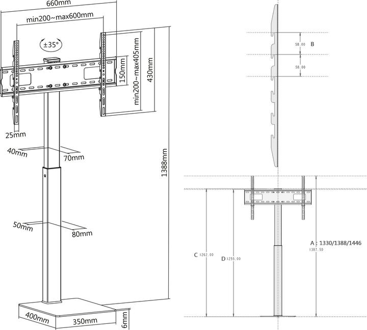 Produktbild InLine TV-Standfuss (Universal, 70", 40 kg)