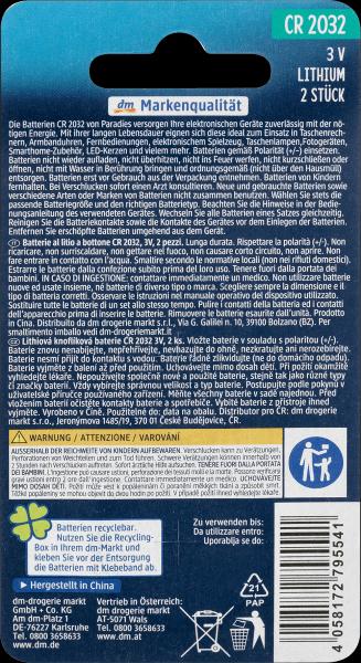 Produktbild Paradies Knopfzelle CR 2032 (2 Stk., CR2032)