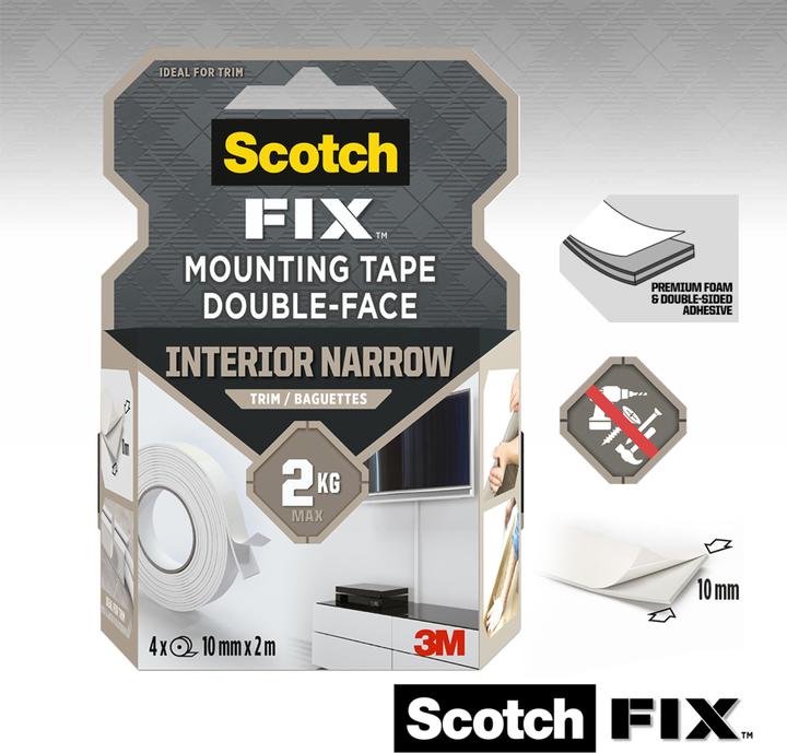 Actual product image Scotch Mounting Tape -Fix, 10 mm x 2 m, White (10 mm)