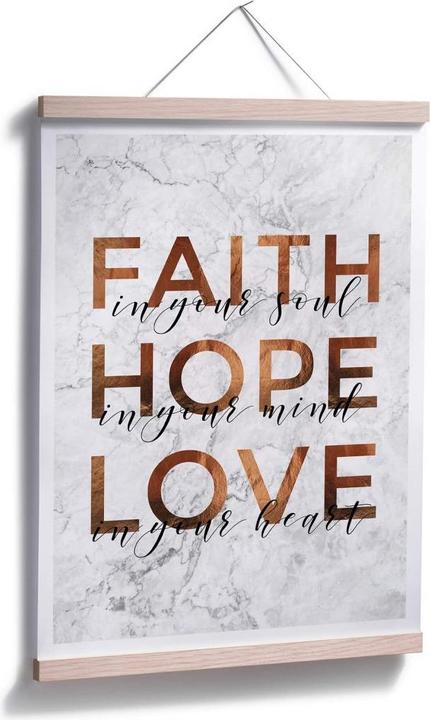 Produktbild Trenddeko Kupferoptik - Faith Hope Love (60 x 80 cm)
