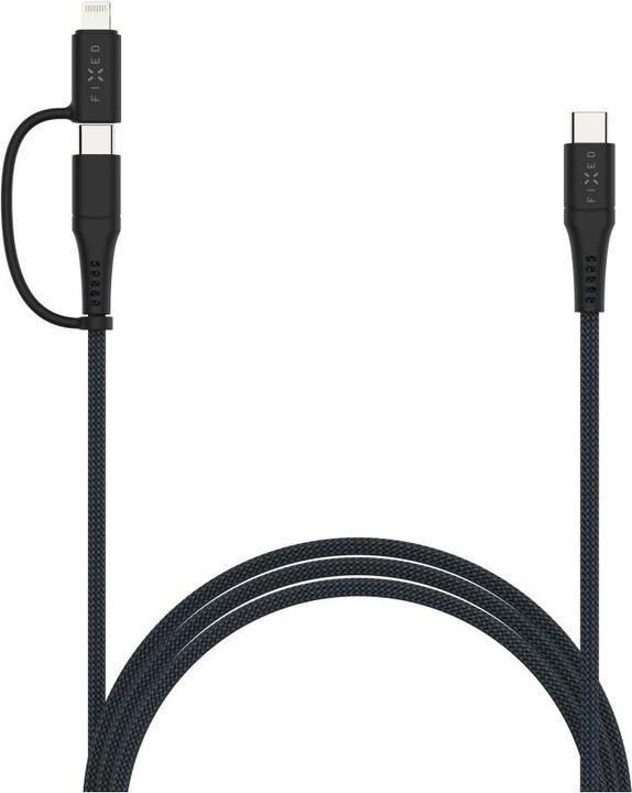 Actual product image Fixed Braided Cable USB-C/USB-C, Lightning Adapter, 1.2m, MFi, PD 60W, gray (1.20 m, USB 3.2 Gen 1, 60 W)