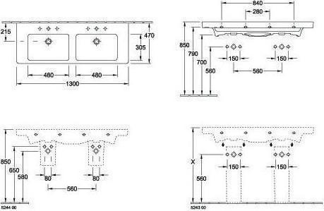 Image du produit Villeroy & Boch V&B Armoire lavabo double SUBWAY 2.0 1300x470mm, avec PLC blanc (470 mm, 1300 mm)