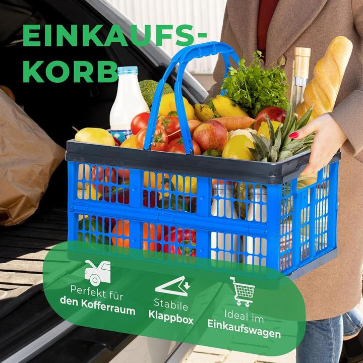 Actual product image Novaliv Klappbox Blau 2er Set - 16L Faltkorb mit Henkeln - Vielseitiger Einkaufskorb - Praktische Au (16 l)
