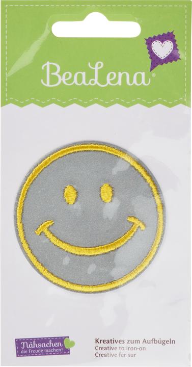 Actual product image BeaLena Iron-on appliqué "Smile", reflective, Ø 5 cm (1 x)