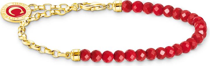 Immagine prodotto Thomas Sabo Member Bracciale Charm con perline rosse ed elementi di collegamento placcati in oro (17 cm, Argento 925, Smalto)