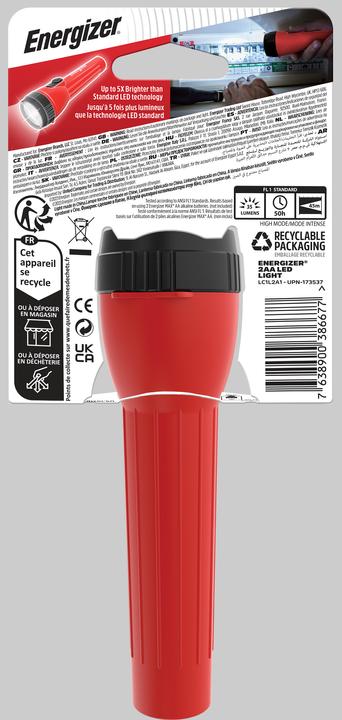 Actual product image Energizer Light 2AA - Hand-held flashing light - Red - Plastic - Buttons - LED - 7 lamps (15 cm, 25 lm)