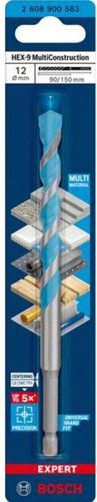 Immagine prodotto Bosch Professional Zubehör Trapano Expert HEX-9 MultiConstruction, 12 x 90 x 150 mm (12 millimetri)