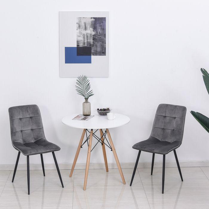 Immagine prodotto Swisshandel24 2er-Set Esszimmerstuhl Polsterstuhl Küchenstuhl Esstisch Schaumstoff Metall Grau+Schwarz 45 x 63 x 9
