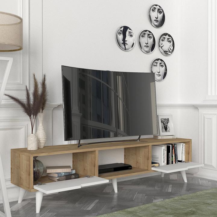 Produktbild En.Casa Fernsehschrank Kullila 160x35x40 cm Eicheoptik/Weiss (160 x 35 x 40 cm)