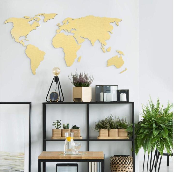 Immagine prodotto Trenddeko Mappa del mondo 3D con effetto oro (150 x 74 cm)