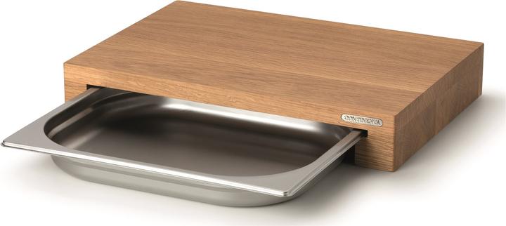 Actual product image Continenta Oak cutting board with stainless steel drawer, 39x27x6 cm