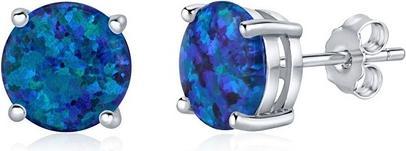 Silvego Silver earrings with darkue synthetic opal JJJ302004DB