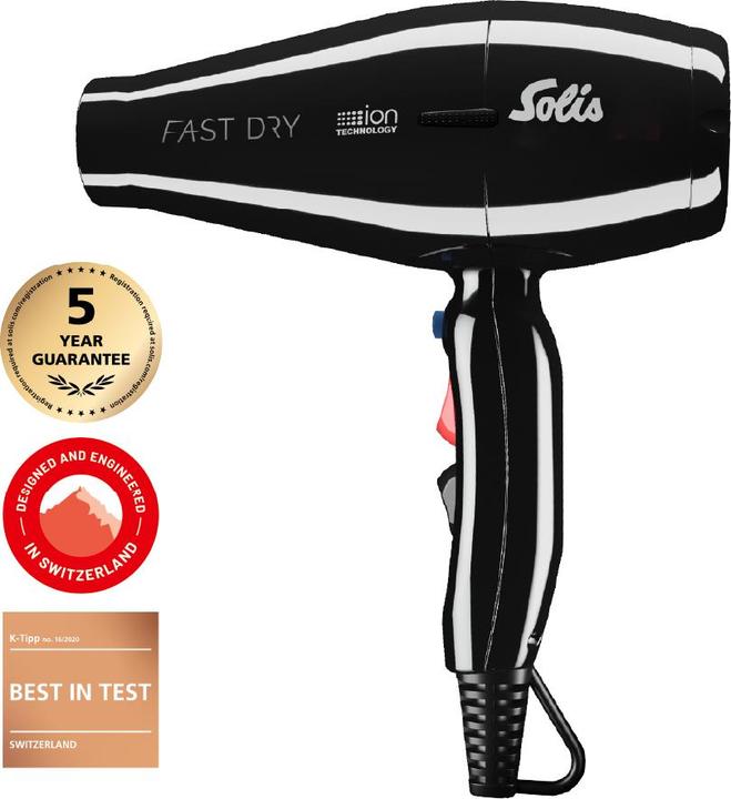 Actual product image Solis Fast Dry 360º ionic black professional hairdryer with 360° rotating cable (381)