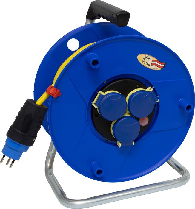 Image du produit Brennenstuhl Enrouleur de câble BAT 290 IP44 bleu 50m AT-N07V3V3-F 3G1,5 jaune, 3 prises (IP55) T13/230V avec (50 m, 1.50 mm²² mm)