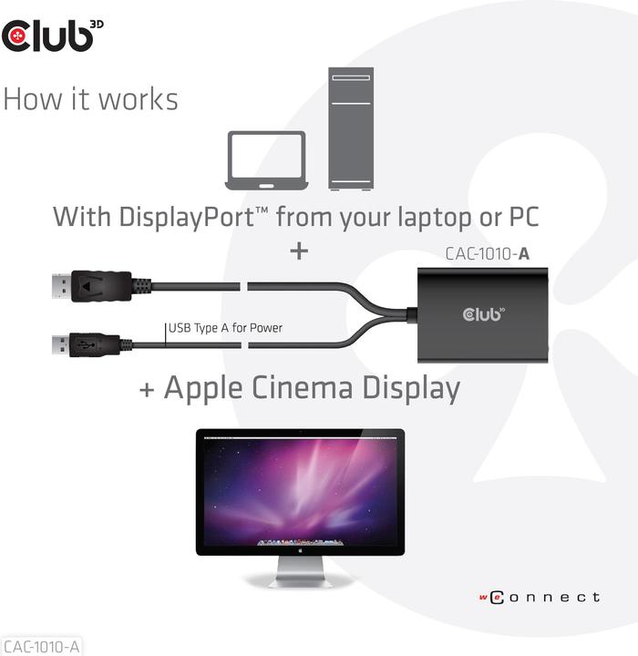 Immagine prodotto Club 3D Da DisplayPort a DVI-D Dual Link HDCP OFF (DVI, 60 cm)