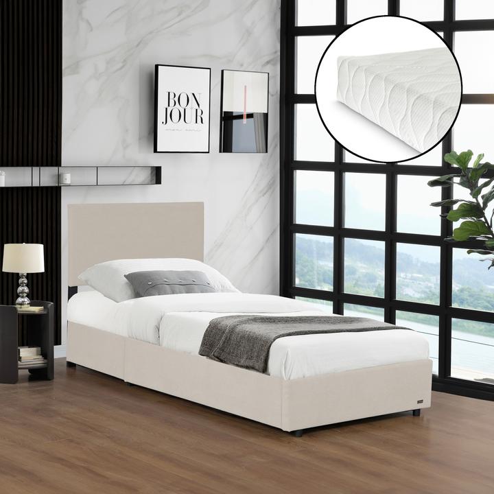 Actual product image Corium Polsterbett Juva mit Matratze und Bettkasten 90x200 cm Beige (90 x 200 cm)