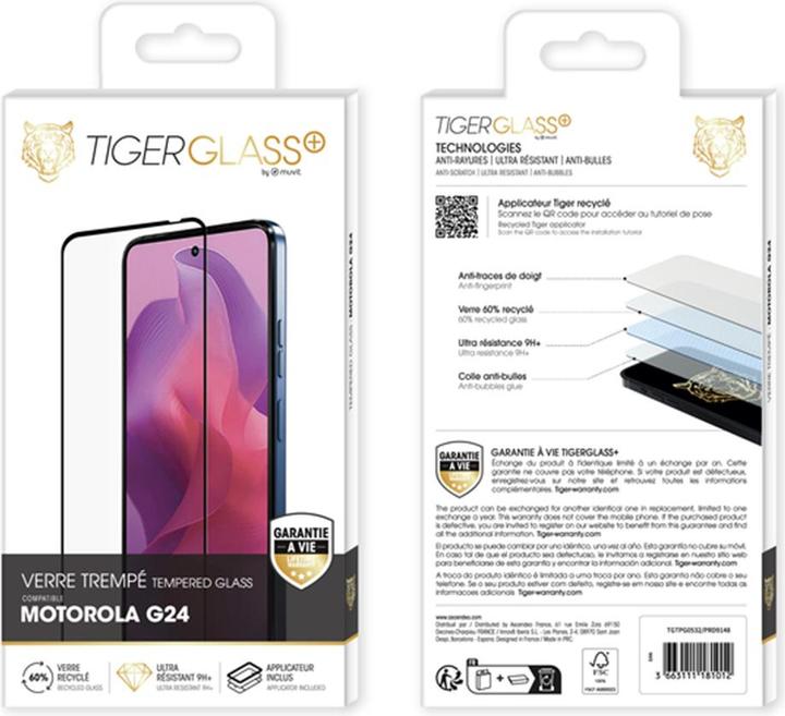Actual product image Tiger Glass Plus Verre Trempe Recycle Motorola G24 (1 Piece, Motorola Moto G04, Motorola Moto G24, Motorola Moto G24 Power, Motorola Moto E14)