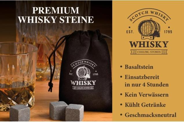 Produktbild G. Wurm Whisky Stein Set, Eiswürfel aus Basalt Stein 2x2x2 (3 dl, 6 x, Whiskygläser)