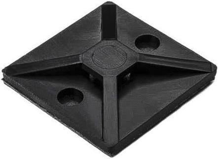 Actual product image HellermannTyton Black s/adhesive c/tie base, 28x28mm (Fixing loops, 28 mm, 100 pcs.)