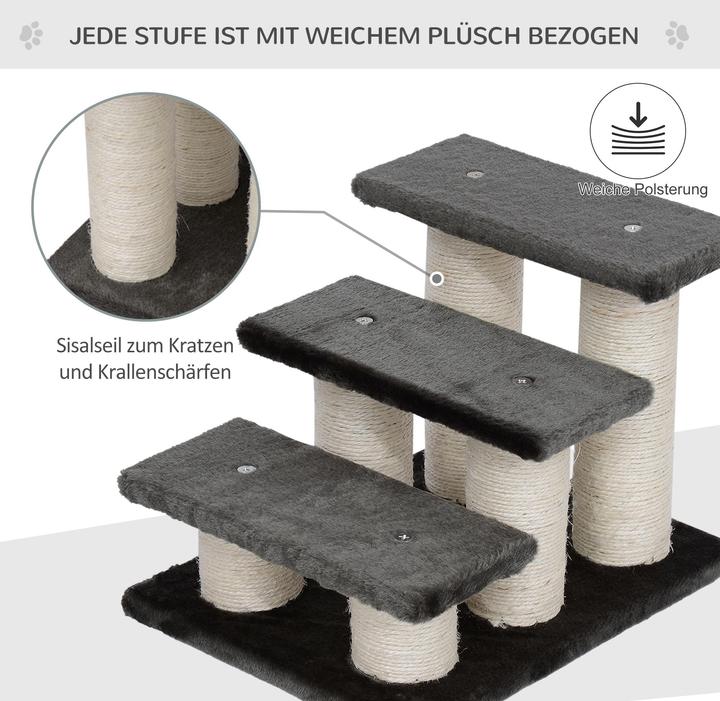 Actual product image PawHut Cat stairs with 3 steps (34 cm, Grey)