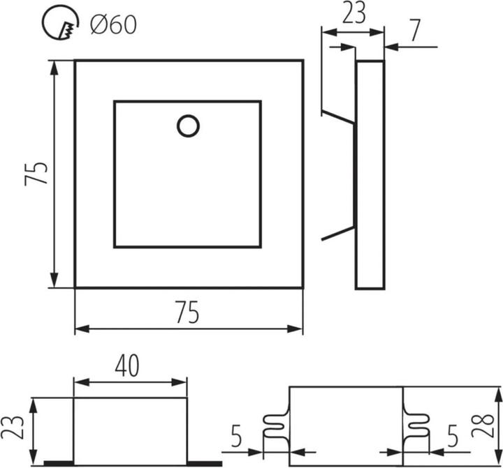 Immagine prodotto Kanlux Lampada da parete da incasso a LED APUS nero con sensore di movimento 29857 (13 lm)