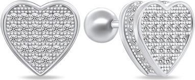 Brilio Silver - Glittering silver earrings with zircons EA169W