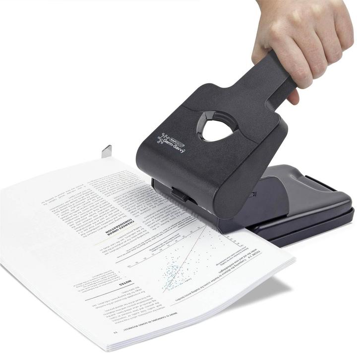 Actual product image Rapesco 1631 Germ-Savvy Anti-Bacterial, HD865-P 2-Cavity Punch, 63 Sheet Punching Capacity, Black