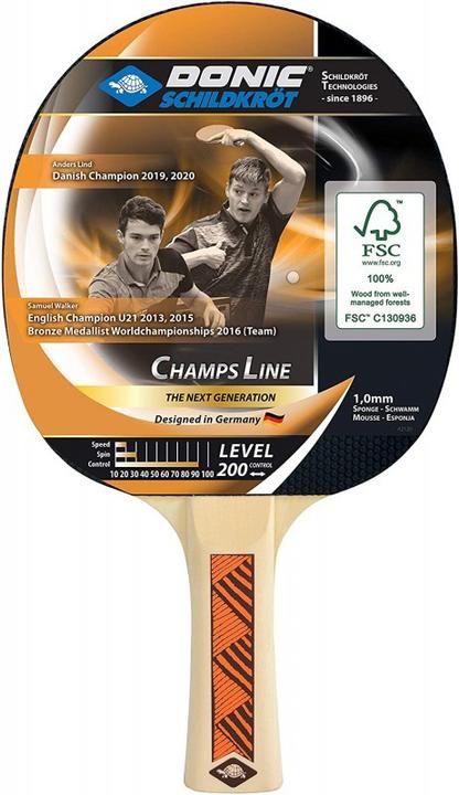 Produktbild Donic Schildkröt SCHILDKRÖT Tischtennisschläger "Champs Line 200 FSC" Einsteiger-Serie, 5-faches Spezial-Sperrholz...