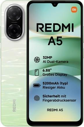 Actual product image Xiaomi Redmi A5 4G Dual Sim 3GB RAM 64GB - Lake Green (64 GB, Lake Green, 6.88", 32 Mpx, 4G)