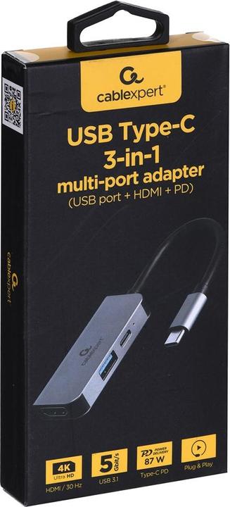 Produktbild Gembird Multi Port Adapter USB Type C (USB-C, 3 Ports)