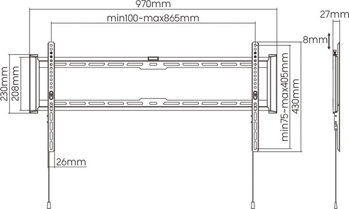 Produktbild Value TV-Wandhalterung, 27 mm Wandabstand (Wand, 90", 75 kg)