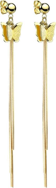 Produktbild Star Piercing Ohrstecker vergoldet mit Kugel Anhänger Schmetterling mit Kette (ohne Messing, Chirurgenstahl 316L)