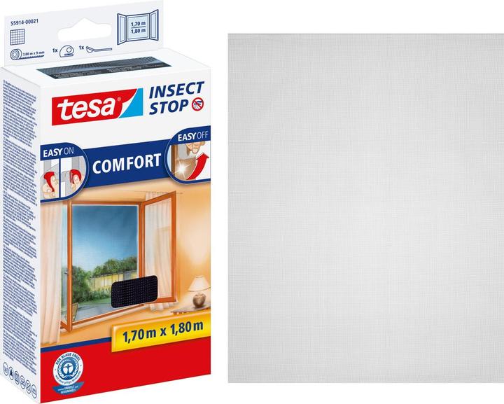 Actual product image tesa Insect screen COMFORT for windows, with Velcro tape, self-adhesive, without drilling (170 x 180 cm)