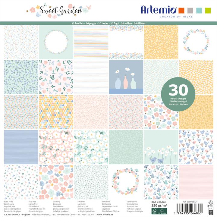 Artemio Scrapbook-Block "Sweet Garden" (150 g/m²)