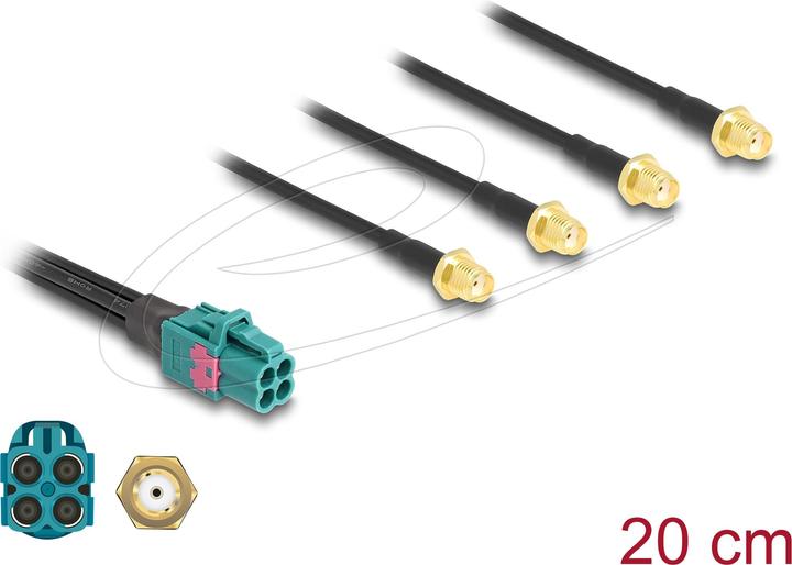Actual product image Delock Cable Mini FAKRA Z socket quad to 4 x SMA socket (Antenna cable)