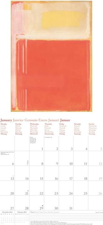 Actual product image Neumann N NEUMANNVERLAGE - Mark Rothko 2025 brochure calendar, 30x30cm, wall calendar with illustrations of (30 x 30 cm, Hardcover, German)