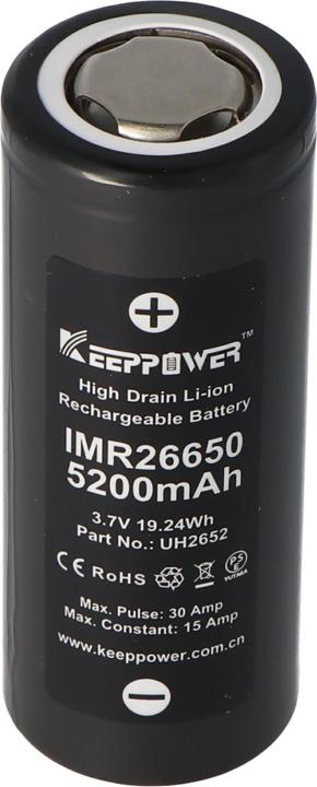 Actual product image Keeppower Battery IMR26650 - 15A (1 pcs., 26650, 5200 mAh)